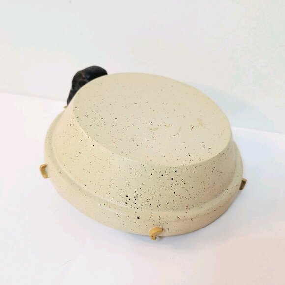 Vtg Art Pottery Halloween Black Cat Spider Moon Crest Trinket Candy Dish Decor - Picture 6 of 6